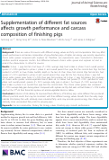 Cover page: Supplementation of different fat sources affects growth performance and carcass composition of finishing pigs