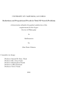 Cover page: Reductions and propositional proofs for total NP search problems