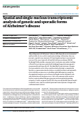 Cover page: Spatial and single-nucleus transcriptomic analysis of genetic and sporadic forms of Alzheimers disease.