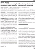 Cover page: Coronary Risk Assessment by Point-Based vs. Equation-Based Framingham Models: Significant Implications for Clinical Care