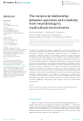 Cover page: The reciprocal relationship between openness and creativity: from neurobiology to multicultural environments.