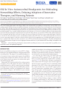 Cover page: Old In Vitro Antimicrobial Breakpoints Are Misleading Stewardship Efforts, Delaying Adoption of Innovative Therapies, and Harming Patients