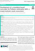 Cover page: Development of a simulation-based curriculum for Pediatric prehospital skills: a mixed-methods needs assessment.