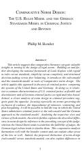 Cover page: Comparative Norm Design: The U.S. Rules Model and the German Standards Model in Criminal Justice and Beyong