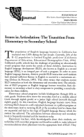 Cover page: Issues in Articulation: The Transition From Elementary to Secondary School