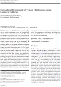 Cover page: Sociocultural Determinants of Teenage Childbearing Among Latinas in California