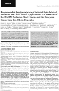 Cover page: Recommended implementation of arterial spin‐labeled perfusion MRI for clinical applications: A consensus of the ISMRM perfusion study group and the European consortium for ASL in dementia