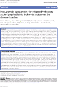 Cover page: Inotuzumab ozogamicin for relapsed/refractory acute lymphoblastic leukemia: outcomes by disease burden