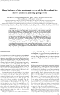 Cover page: Mass balance of the northeast sector of the Greenland ice sheet: a remote-sensing perspective