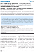 Cover page: Perinatal Asphyxia Affects Rat Auditory Processing: Implications for Auditory Perceptual Impairments in Neurodevelopmental Disorders