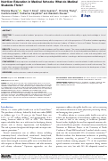 Cover page: Nutrition Education in Medical Schools: What do Medical Students Think?