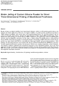 Cover page: Binder Jetting of Custom Silicone Powder for Direct Three-Dimensional Printing of Maxillofacial Prostheses.