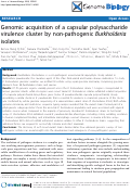 Cover page: Genomic acquisition of a capsular polysaccharide virulence cluster by non-pathogenic Burkholderia isolates