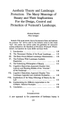 Cover page: Aesthetic Theory and Landscape Protection: The Many Meanings of Beauty and Their Implications for the Design, Control and Protection of Vermont's Landscape