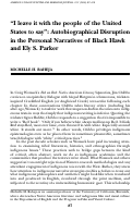 Cover page: “I leave it with the people of the United States to say”: Autobiographical Disruption in the Personal Narratives of Black Hawk and Ely S. Parker