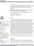 Cover page: A study of psychological pain in substance use disorder and its relationship to treatment outcome