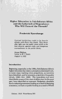 Cover page: Higher Education in Sub-Saharan Africa and the Labyrinth of Dependency: Who Will Unravel the threads?