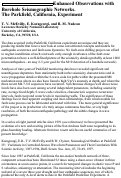 Cover page: Enhanced Observations with Borehole Seismographic Networks. The Parkfield, California 
Experiment