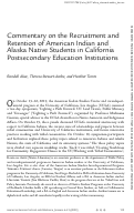 Cover page: Commentary on the Recruitment and Retention of American Indian and Alaska Native Students in California Postsecondary Education Institutions