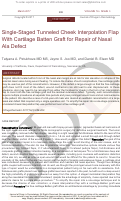Cover page: Single-Staged Tunneled Cheek Interpolation Flap With Cartilage Batten Graft for Repair of Nasal Ala Defect.