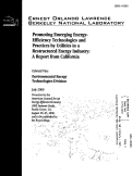 Cover page: Promoting Emerging Energy-Efficiency Technologies and Practices by Utilities in a Restructured Energy Industry:A Report from California