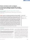 Cover page: Katanin maintains meiotic metaphase chromosome alignment and spindle structure in vivo and has multiple effects on microtubules in vitro