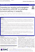 Cover page: Promoting tau secretion and propagation by hyperactive p300/CBP via autophagy-lysosomal pathway in tauopathy