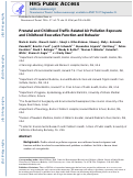 Cover page: Prenatal and childhood traffic-related air pollution exposure and childhood executive function and behavior