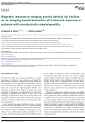 Cover page: Magnetic resonance imaging proton density fat fraction as an imaging‐based biomarker of treatment response in patients with nonalcoholic steatohepatitis