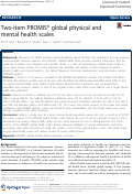 Cover page: Two-item PROMIS® global physical and mental health scales