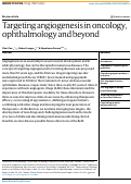 Cover page: Targeting angiogenesis in oncology, ophthalmology and beyond