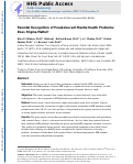 Cover page: Parental recognition of preadolescent mental health problems: Does stigma matter?