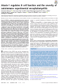 Cover page: Ataxin-1 regulates B cell function and the severity of autoimmune experimental encephalomyelitis.