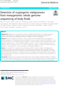Cover page: Detection of cryptogenic malignancies from metagenomic whole genome sequencing of body fluids