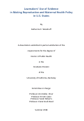 Cover page: Lawmakers’ Use of Evidence in Making Reproductive and Maternal Health Policy in U.S. States