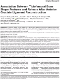 Cover page of Association Between Tibiofemoral Bone Shape Features and Retears After Anterior Cruciate Ligament Reconstruction.