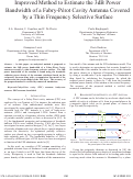 Cover page: Improved method to estimate the 3DB power bandwidth of a Fabry-Pérot Cavity antenna covered by a thin frequency selective surface