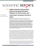 Cover page: Highly selective and sensitive macrocycle-based dinuclear foldamer for fluorometric and colorimetric sensing of citrate in water