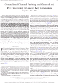 Cover page: Generalized Channel Probing and Generalized Pre-Processing for Secret Key Generation