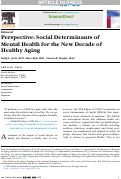 Cover page: Perspective: Social Determinants of Mental Health for the New Decade of Healthy Aging