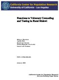 Cover page: Reactions to Voluntary Counseling and Testing in Rural Malawi