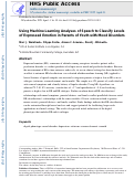 Cover page: Using machine learning analyses of speech to classify levels of expressed emotion in parents of youth with mood disorders.