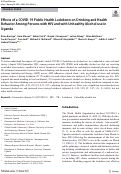 Cover page: Effects of a COVID-19 Public Health Lockdown on Drinking and Health Behavior Among Persons with HIV and with Unhealthy Alcohol use in Uganda