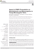 Cover page: Impact of FMR1 Premutation on Neurobehavior and Bioenergetics in Young Monozygotic Twins