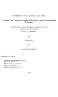 Cover page: Optimal policy structure in natural resource and environmental economics