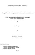 Cover page: Study of Factors Regulating Metabolic Syndrome and Insulin Resistance