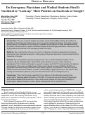 Cover page: Do Emergency Physicians and Medical Students Find It Unethical to ‘Look up’ Their Patients on Facebook or Google?