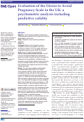 Cover page: Evaluation of the Desire to Avoid Pregnancy Scale in the UK: a psychometric analysis including predictive validity.