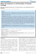 Cover page: Matrix Development in Self-Assembly of Articular Cartilage