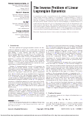 Cover page: The Inverse Problem of Linear Lagrangian Dynamics